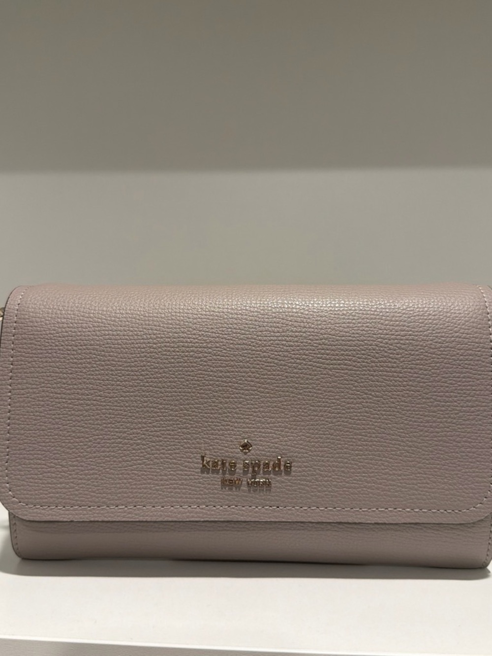 Kate Spade Pebbled Leather Wallet Clutch in Light Grey color